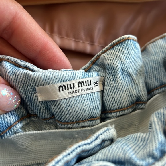 100% AUTHENTIC MIU MIU EMBELLISHED WIDE-LEG JEANS - Picture 6 of 10